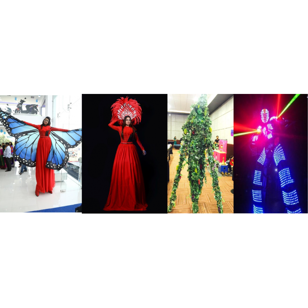 FEMALE STILT WALKERS AND LED